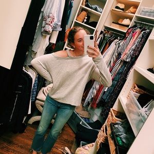 Rag & Bone gray shoulder slit sweater